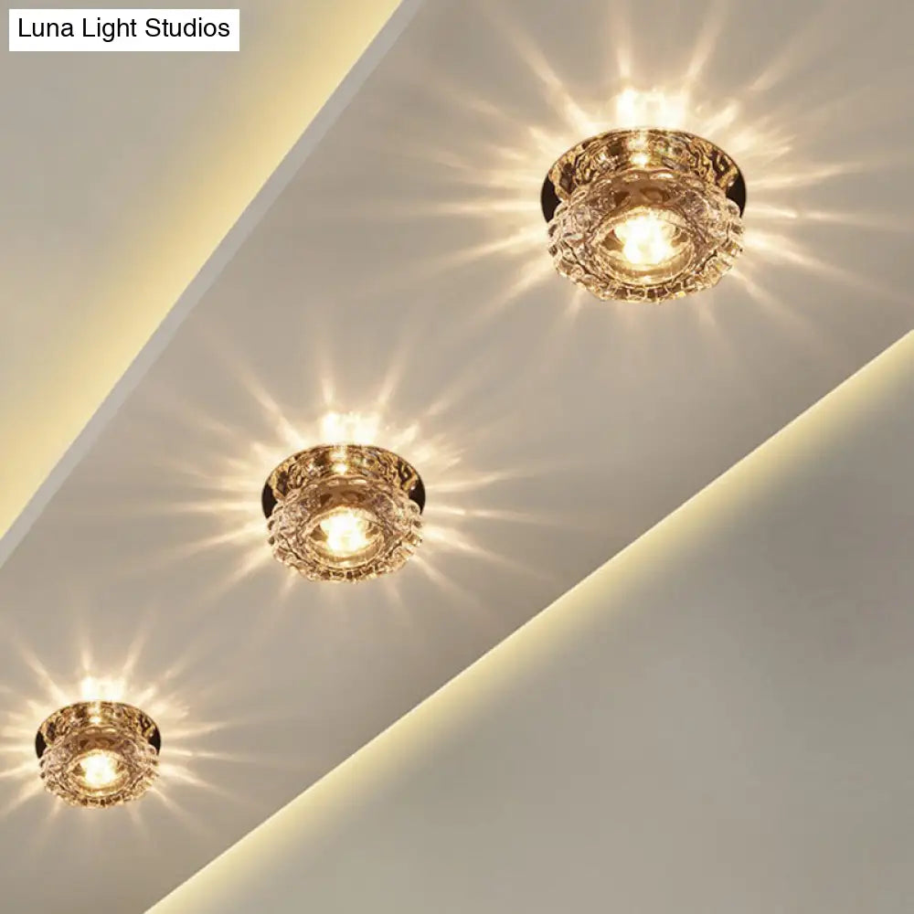 DecorBites™ DecorBites™ Simple Clear Crystal Entryway LED Flush Light Fixture - Round Mini Ceiling Flush Mount