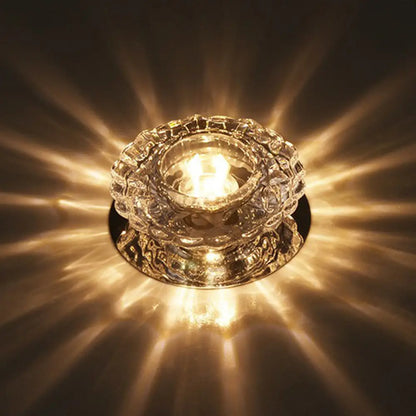 DecorBites™ DecorBites™ Simple Clear Crystal Entryway LED Flush Light Fixture - Round Mini Ceiling Flush Mount