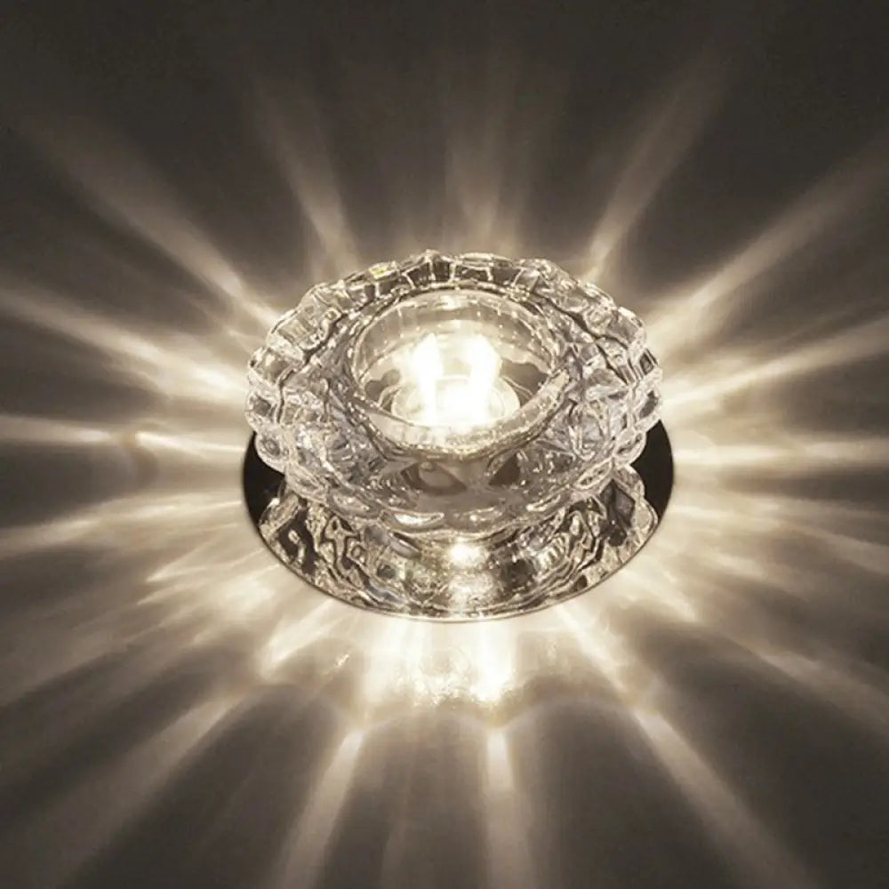 DecorBites™ DecorBites™ Simple Clear Crystal Entryway LED Flush Light Fixture - Round Mini Ceiling Flush Mount