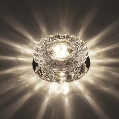 DecorBites™ DecorBites™ Simple Clear Crystal Entryway LED Flush Light Fixture - Round Mini Ceiling Flush Mount