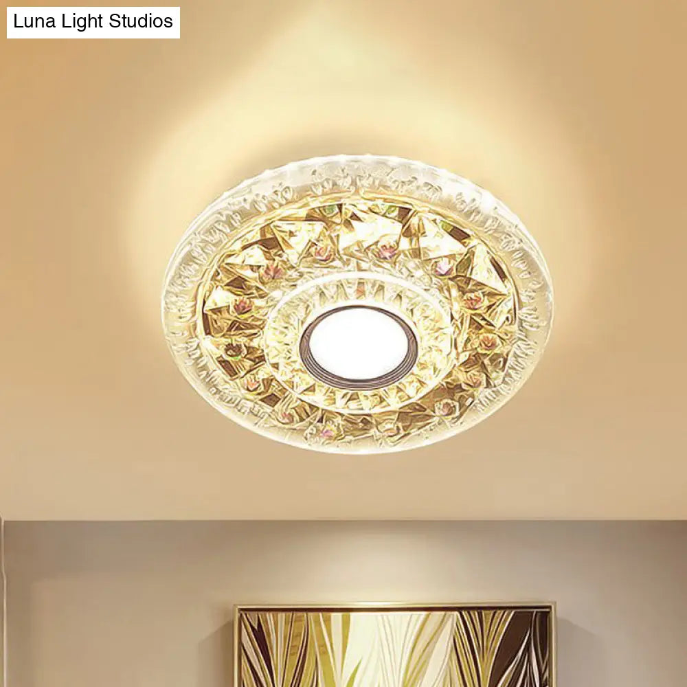 DecorBites™ DecorBites™ Simple Clear Crystal Flush Mount Ceiling Light with Mini LED - Round Shape