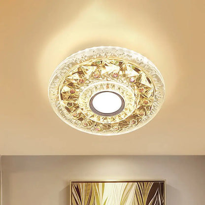 DecorBites™ DecorBites™ Simple Clear Crystal Flush Mount Ceiling Light with Mini LED - Round Shape