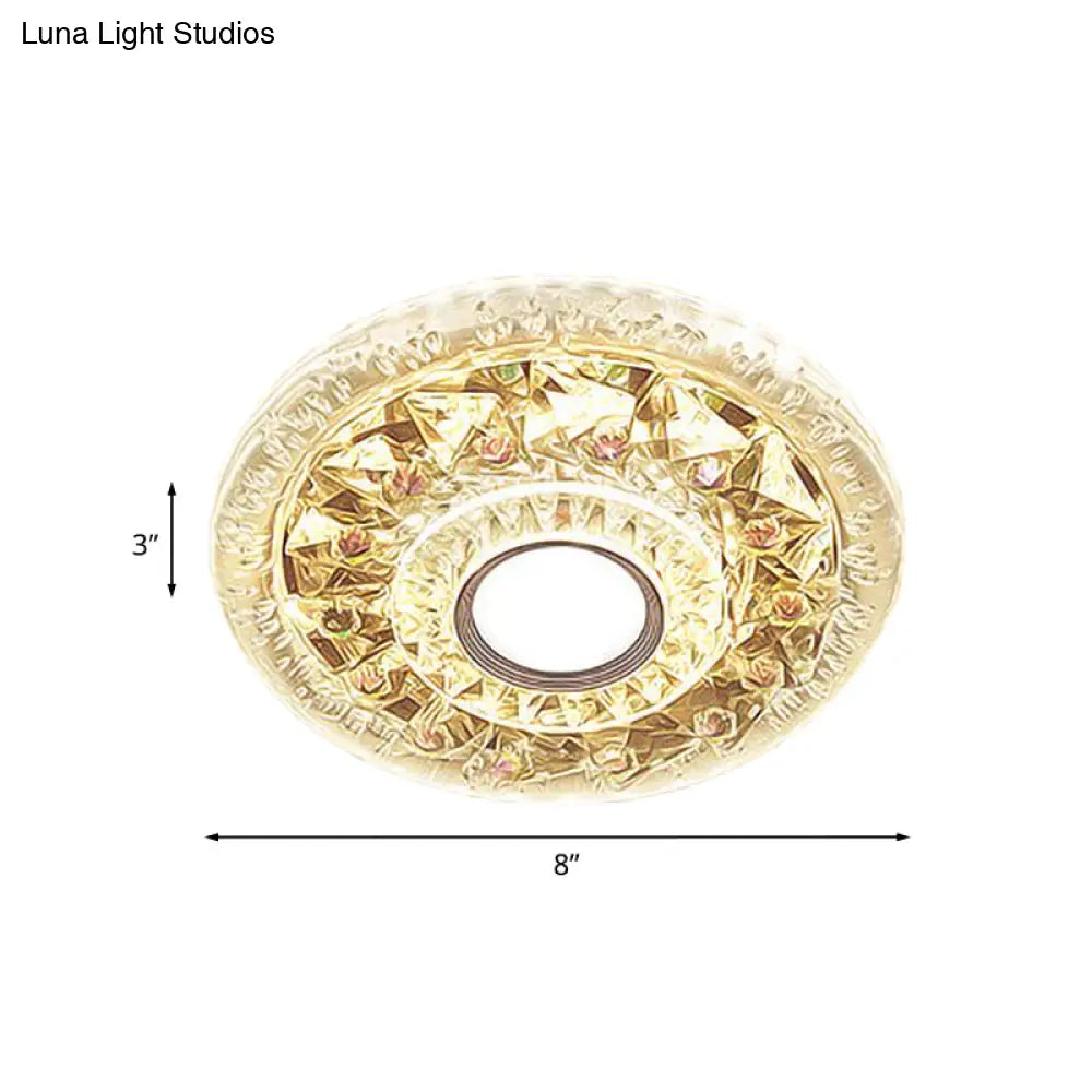 DecorBites™ DecorBites™ Simple Clear Crystal Flush Mount Ceiling Light with Mini LED - Round Shape