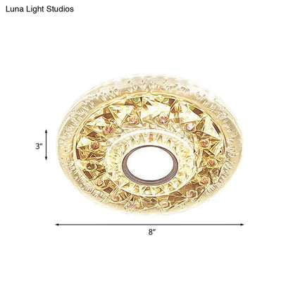 DecorBites™ DecorBites™ Simple Clear Crystal Flush Mount Ceiling Light with Mini LED - Round Shape