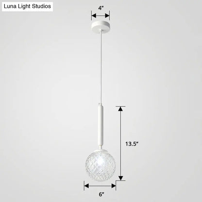 Simple Clear Glass Ball Pendant Lamp - 1-Light Suspension Lighting for Bedroom