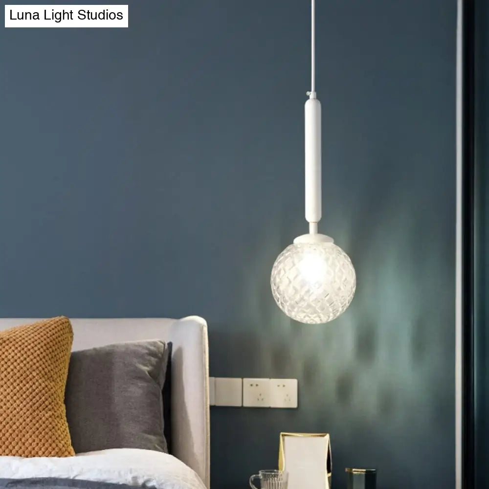 Simple Clear Glass Ball Pendant Lamp - 1-Light Suspension Lighting for Bedroom