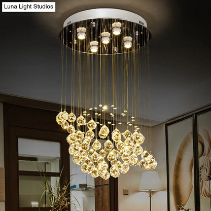 DecorBites™ DecorBites™ Simple Crystal Ball LED Chrome Finish Ceiling Light Fixture - Planet Dining Room Flushmount Lighting