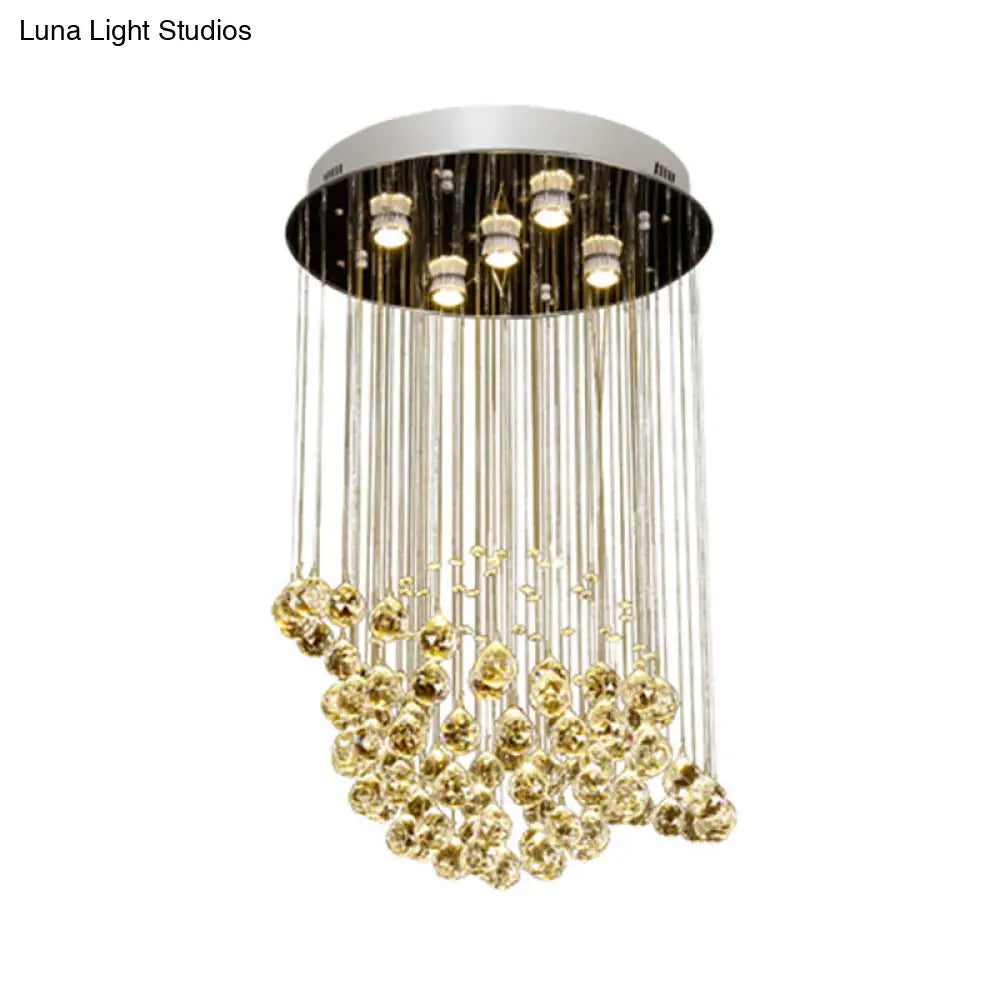 DecorBites™ DecorBites™ Simple Crystal Ball LED Chrome Finish Ceiling Light Fixture - Planet Dining Room Flushmount Lighting