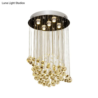 DecorBites™ DecorBites™ Simple Crystal Ball LED Chrome Finish Ceiling Light Fixture - Planet Dining Room Flushmount Lighting