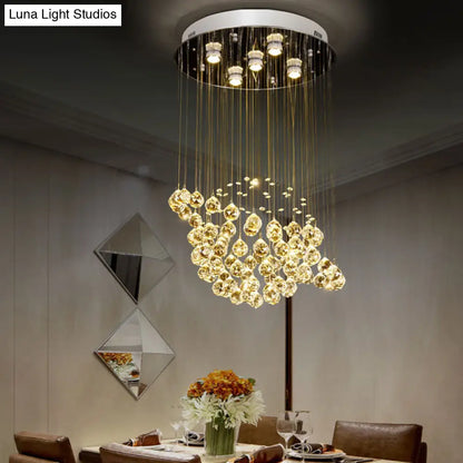 DecorBites™ DecorBites™ Simple Crystal Ball LED Chrome Finish Ceiling Light Fixture - Planet Dining Room Flushmount Lighting