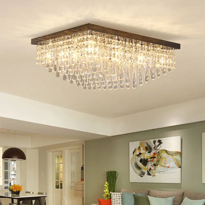 DecorBites™ DecorBites™ Simple Crystal LED Flush Mount for Living Room - Nickel Rectangle Ceiling Light