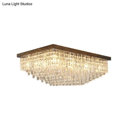 DecorBites™ DecorBites™ Simple Crystal LED Flush Mount for Living Room - Nickel Rectangle Ceiling Light