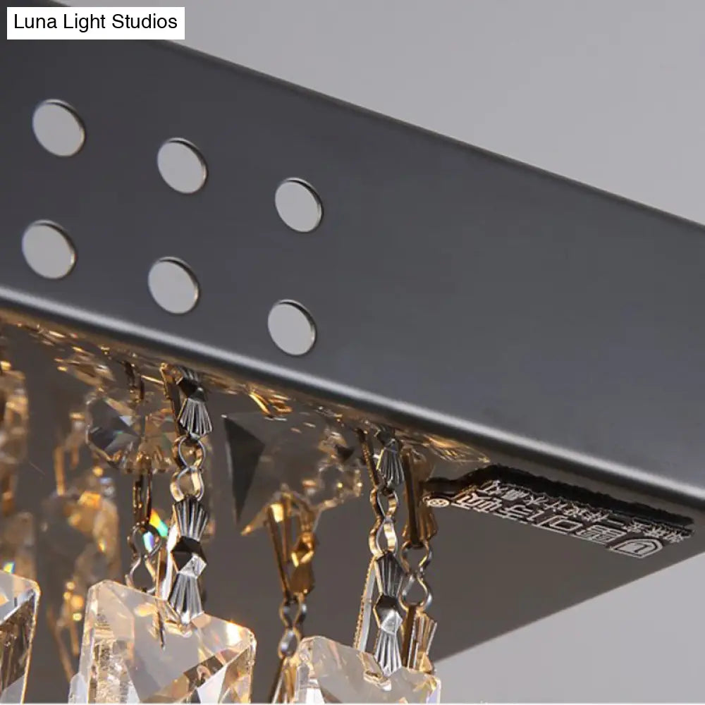 DecorBites™ DecorBites™ Simple Crystal LED Flush Mount for Living Room - Nickel Rectangle Ceiling Light