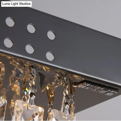 DecorBites™ DecorBites™ Simple Crystal LED Flush Mount for Living Room - Nickel Rectangle Ceiling Light