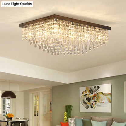 DecorBites™ DecorBites™ Simple Crystal LED Flush Mount for Living Room - Nickel Rectangle Ceiling Light