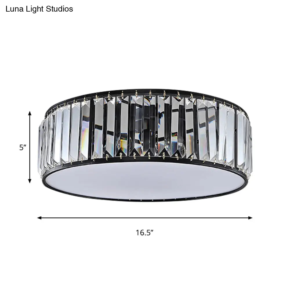 DecorBites™ DecorBites™ Simple Crystal-Shaded Drum Flush Mount Lamp - Black/Bronze 3/4/5-Light Fixture for Bedrooms