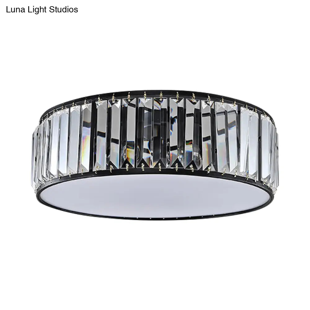 DecorBites™ DecorBites™ Simple Crystal-Shaded Drum Flush Mount Lamp - Black/Bronze 3/4/5-Light Fixture for Bedrooms