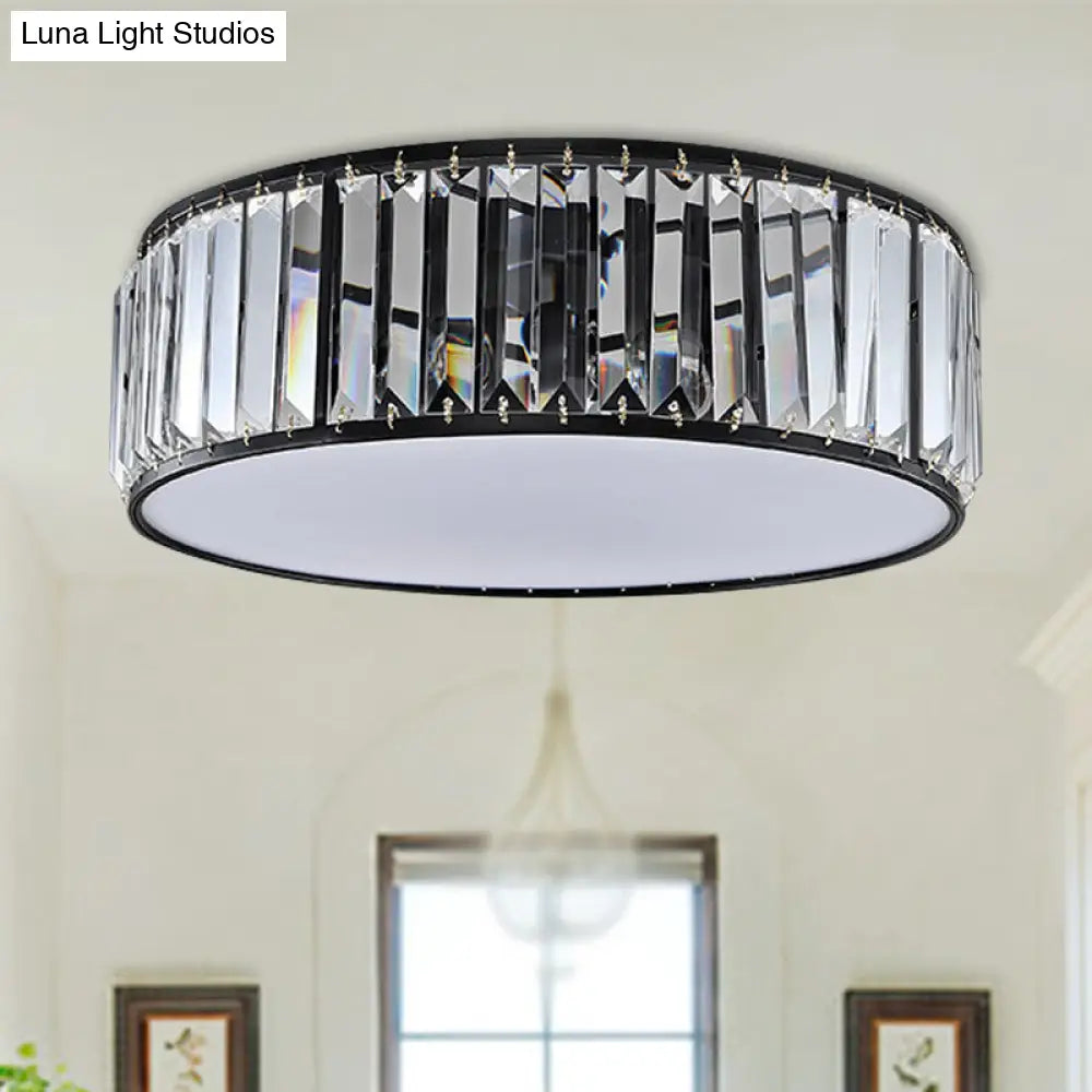 DecorBites™ DecorBites™ Simple Crystal-Shaded Drum Flush Mount Lamp - Black/Bronze 3/4/5-Light Fixture for Bedrooms