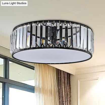 DecorBites™ DecorBites™ Simple Crystal-Shaded Drum Flush Mount Lamp - Black/Bronze 3/4/5-Light Fixture for Bedrooms
