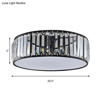 DecorBites™ DecorBites™ Simple Crystal-Shaded Drum Flush Mount Lamp - Black/Bronze 3/4/5-Light Fixture for Bedrooms