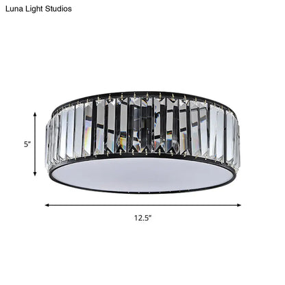 DecorBites™ DecorBites™ Simple Crystal-Shaded Drum Flush Mount Lamp - Black/Bronze 3/4/5-Light Fixture for Bedrooms