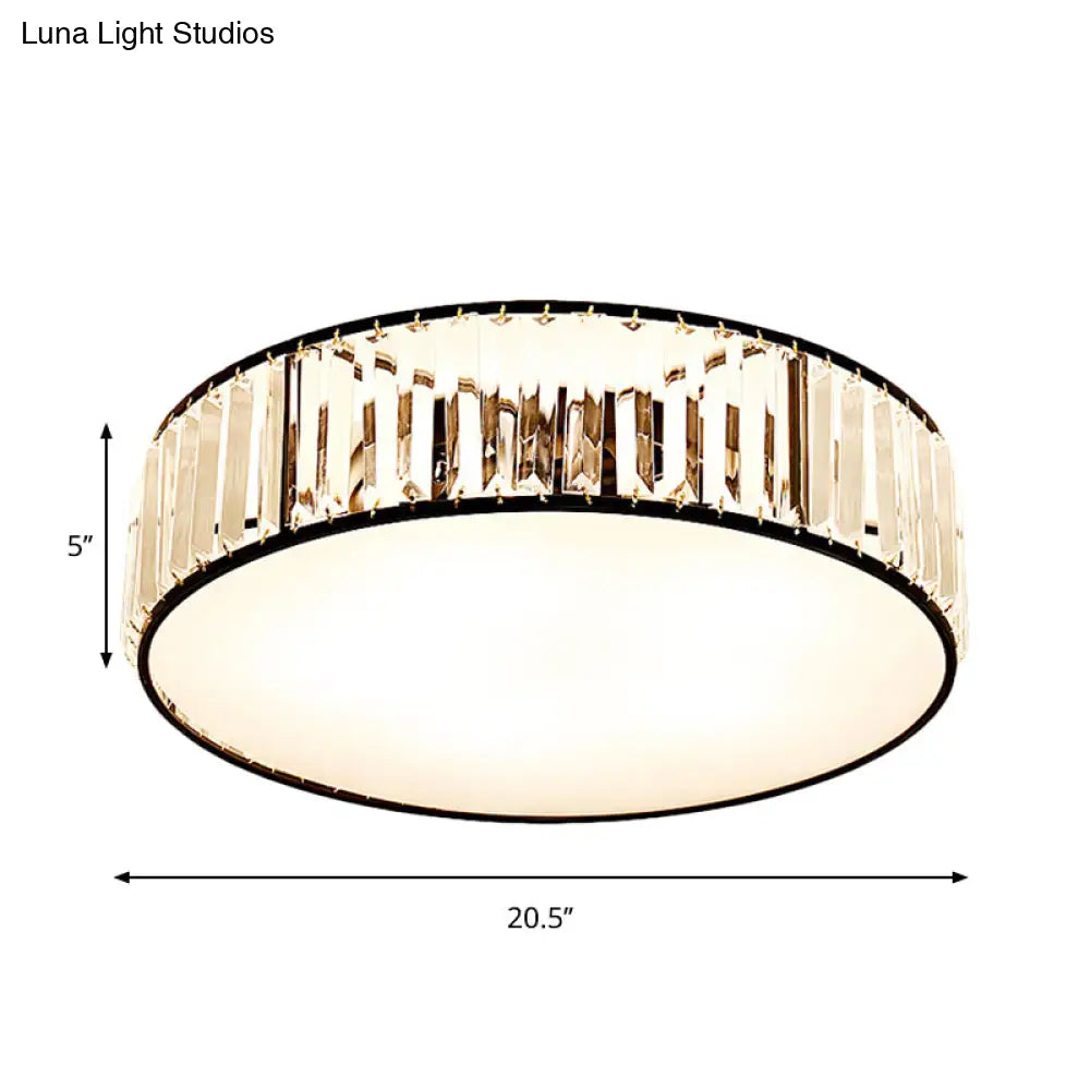 DecorBites™ DecorBites™ Simple Crystal-Shaded Drum Flush Mount Lamp - Black/Bronze 3/4/5-Light Fixture for Bedrooms