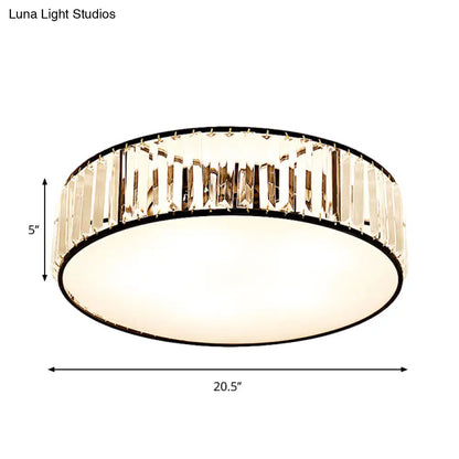 DecorBites™ DecorBites™ Simple Crystal-Shaded Drum Flush Mount Lamp - Black/Bronze 3/4/5-Light Fixture for Bedrooms