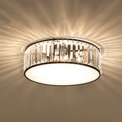 DecorBites™ DecorBites™ Simple Crystal-Shaded Drum Flush Mount Lamp - Black/Bronze 3/4/5-Light Fixture for Bedrooms