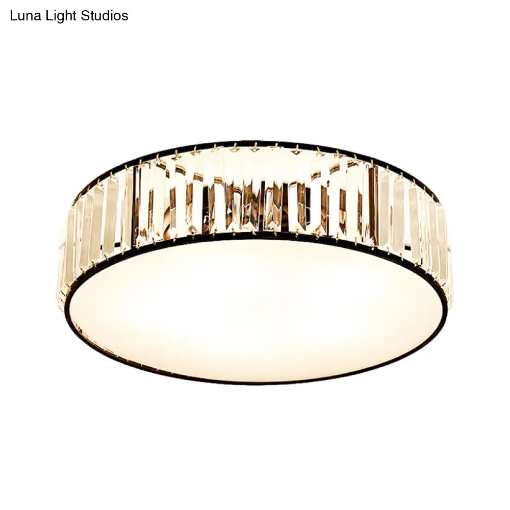 DecorBites™ DecorBites™ Simple Crystal-Shaded Drum Flush Mount Lamp - Black/Bronze 3/4/5-Light Fixture for Bedrooms