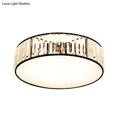 DecorBites™ DecorBites™ Simple Crystal-Shaded Drum Flush Mount Lamp - Black/Bronze 3/4/5-Light Fixture for Bedrooms