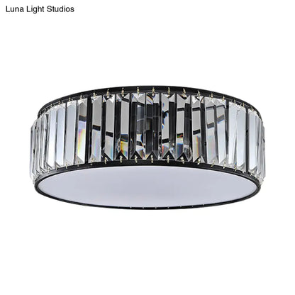 DecorBites™ DecorBites™ Simple Crystal-Shaded Drum Flush Mount Lamp - Black/Bronze 3/4/5-Light Fixture for Bedrooms