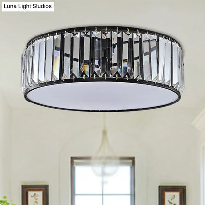 DecorBites™ DecorBites™ Simple Crystal-Shaded Drum Flush Mount Lamp - Black/Bronze 3/4/5-Light Fixture for Bedrooms