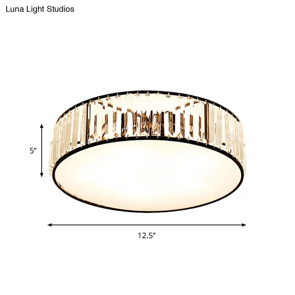 DecorBites™ DecorBites™ Simple Crystal-Shaded Drum Flush Mount Lamp - Black/Bronze 3/4/5-Light Fixture for Bedrooms