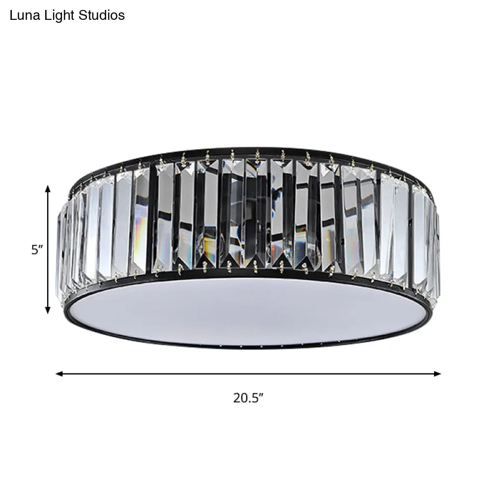 DecorBites™ DecorBites™ Simple Crystal-Shaded Drum Flush Mount Lamp - Black/Bronze 3/4/5-Light Fixture for Bedrooms