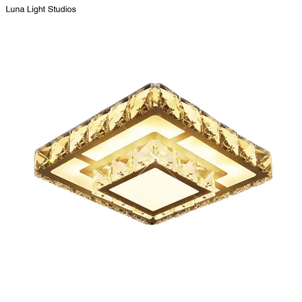 DecorBites™ DecorBites™ Simple Crystal Square LED Ceiling Light in Warm/White for Corridor - Recessed/Surface Mount
