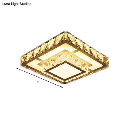 DecorBites™ DecorBites™ Simple Crystal Square LED Ceiling Light in Warm/White for Corridor - Recessed/Surface Mount