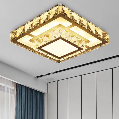 DecorBites™ DecorBites™ Simple Crystal Square LED Ceiling Light in Warm/White for Corridor - Recessed/Surface Mount