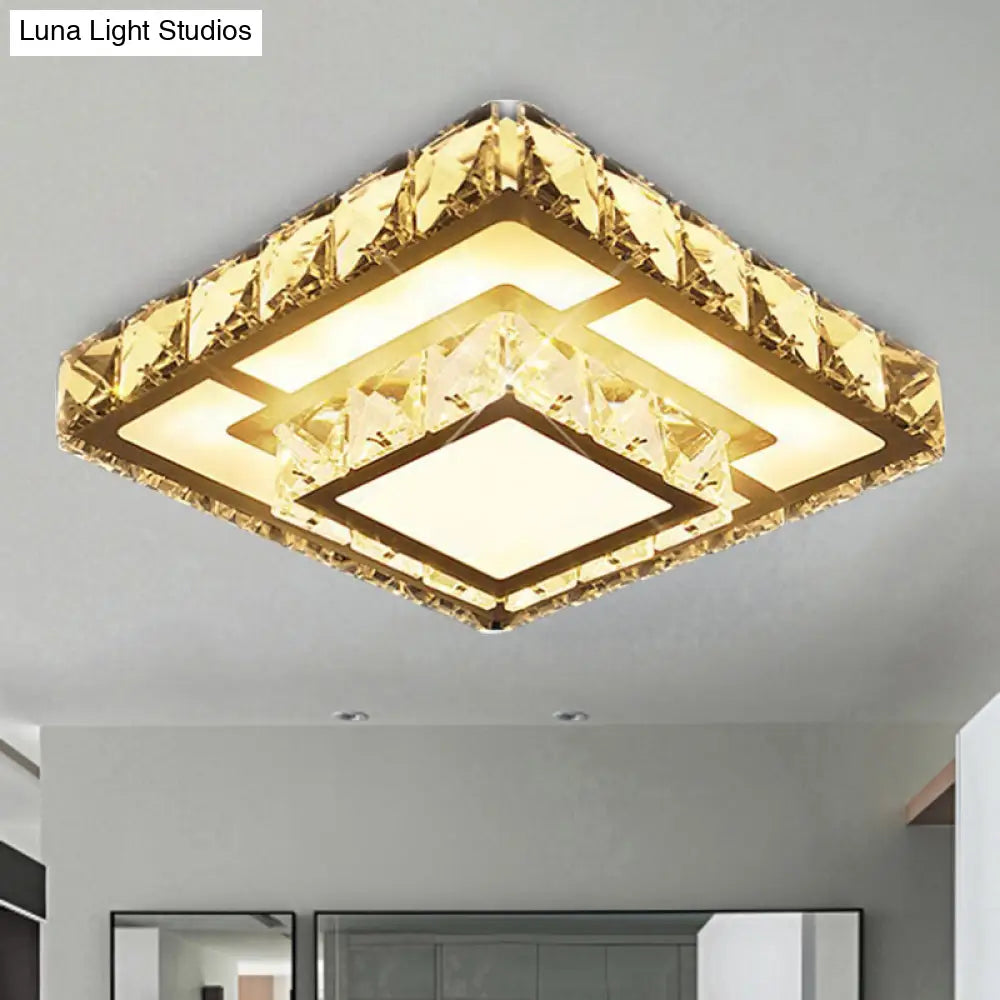 DecorBites™ DecorBites™ Simple Crystal Square LED Ceiling Light in Warm/White for Corridor - Recessed/Surface Mount