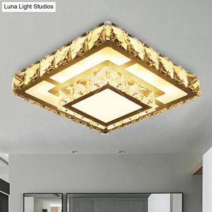 DecorBites™ DecorBites™ Simple Crystal Square LED Ceiling Light in Warm/White for Corridor - Recessed/Surface Mount