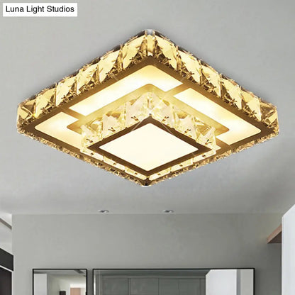 DecorBites™ DecorBites™ Simple Crystal Square LED Ceiling Light in Warm/White for Corridor - Recessed/Surface Mount