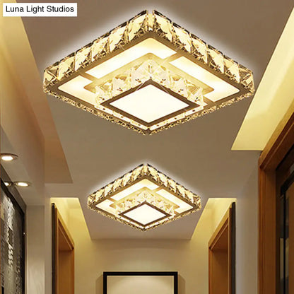 DecorBites™ DecorBites™ Simple Crystal Square LED Ceiling Light in Warm/White for Corridor - Recessed/Surface Mount