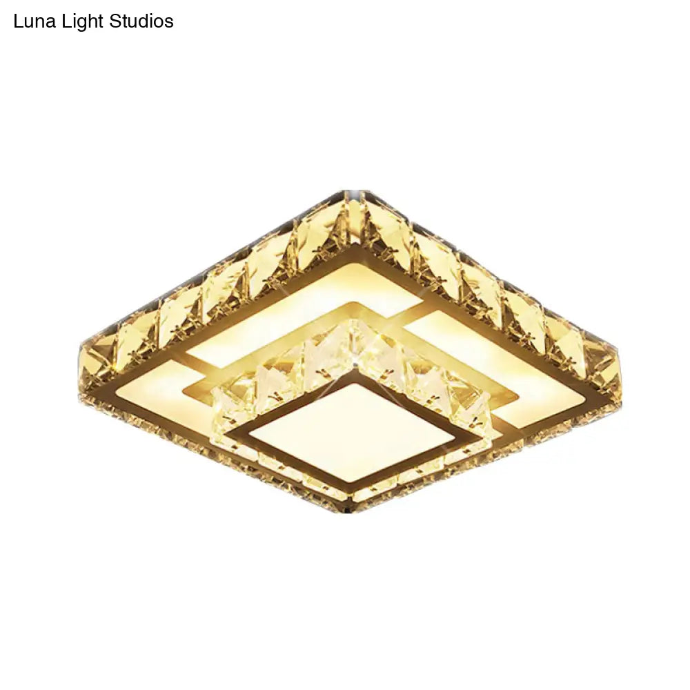 DecorBites™ DecorBites™ Simple Crystal Square LED Ceiling Light in Warm/White for Corridor - Recessed/Surface Mount