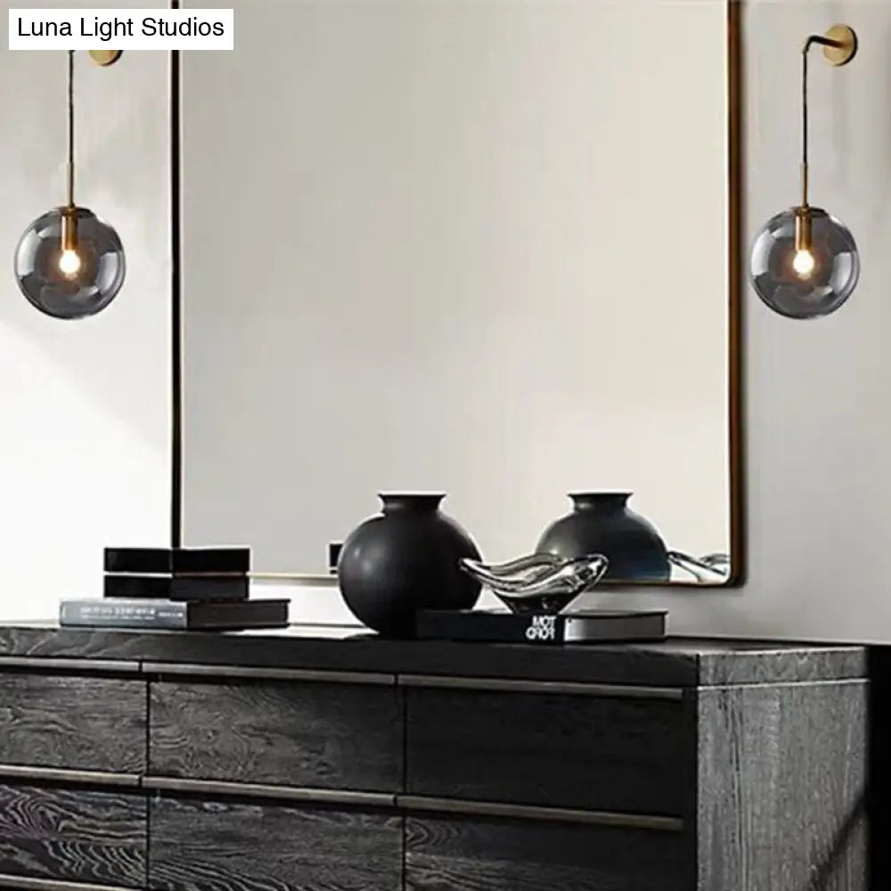 DecorBites™ DecorBites™ Simple Gold Bedside Wall Mount Lamp with Glass Shade – Elegant Wall Lighting Solution