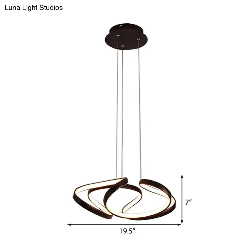 Lámpara colgante LED de acrílico con ondas sencillas en tonos dorado y café, ideal para el comedor, 35,5 cm/50 cm de ancho