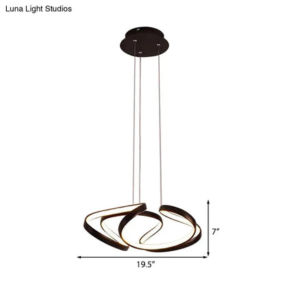 Lámpara colgante LED de acrílico con ondas sencillas en tonos dorado y café, ideal para el comedor, 35,5 cm/50 cm de ancho