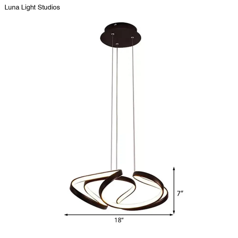 Lámpara colgante LED de acrílico con ondas sencillas en tonos dorado y café, ideal para el comedor, 35,5 cm/50 cm de ancho