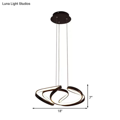 Lámpara colgante LED de acrílico con ondas sencillas en tonos dorado y café, ideal para el comedor, 35,5 cm/50 cm de ancho