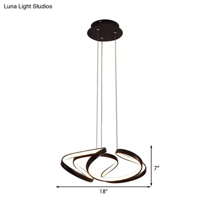 Lámpara colgante LED de acrílico con ondas sencillas en tonos dorado y café, ideal para el comedor, 35,5 cm/50 cm de ancho