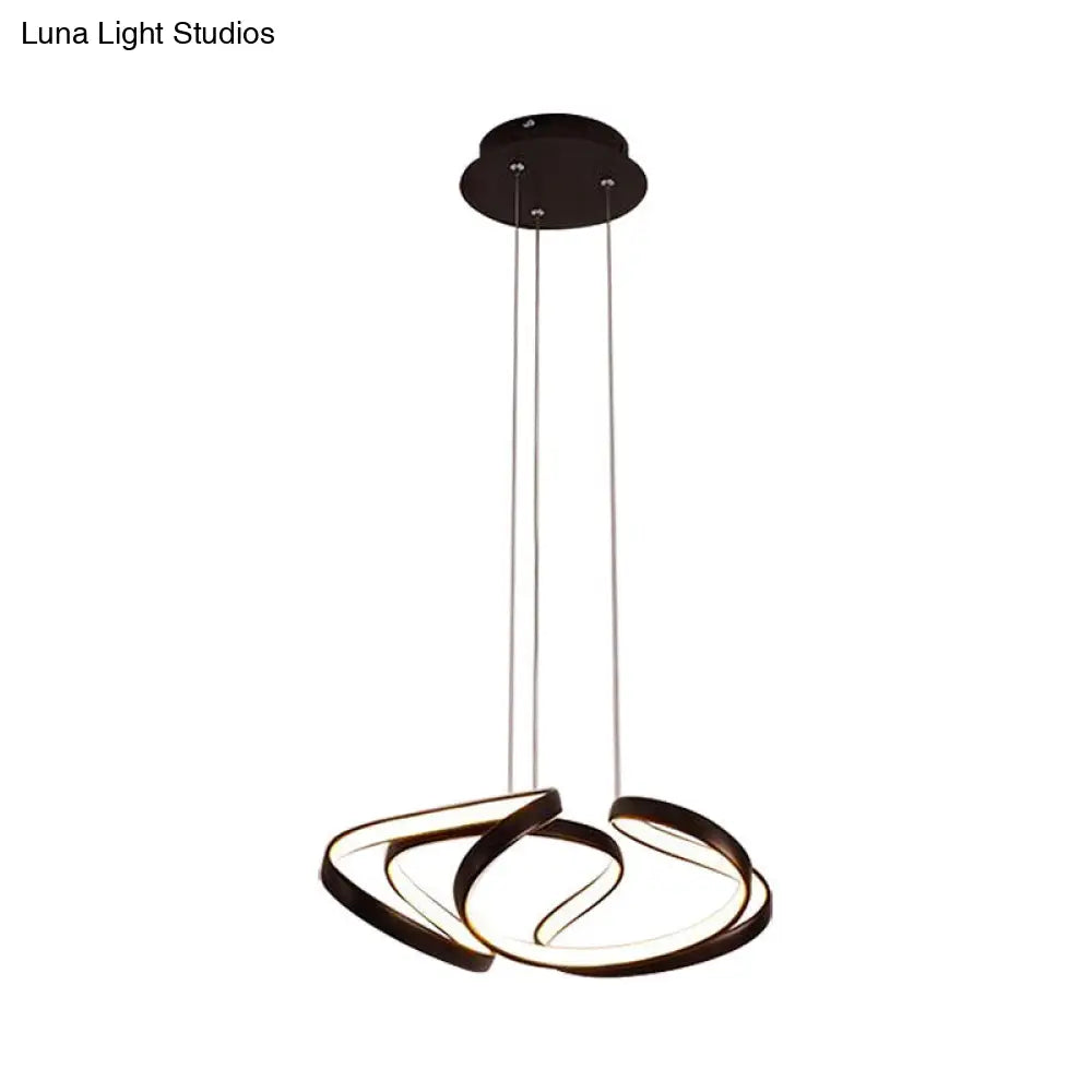 Lámpara colgante LED de acrílico con ondas sencillas en tonos dorado y café, ideal para el comedor, 35,5 cm/50 cm de ancho