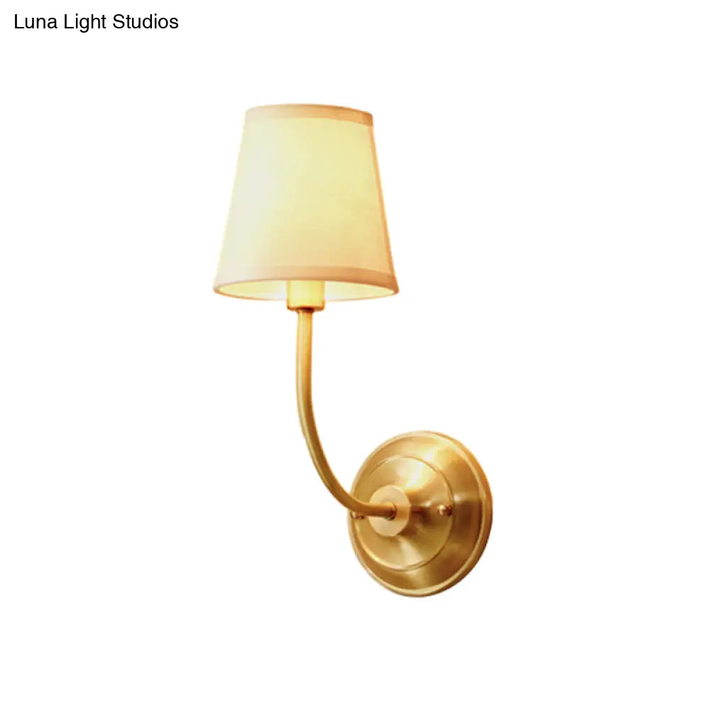 DecorBites™ DecorBites™ Simple Gold Conic Wall Lamp: 1-Light Foyer Lighting Fixture with Fabric Shade